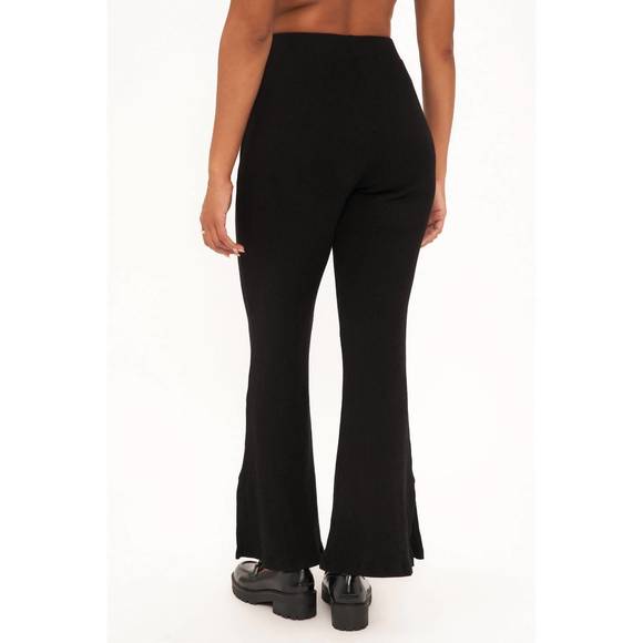 NEW PROJECT SOCIAL T women's sure shot side slit sweater rib pant in black - Picture 3 of 3